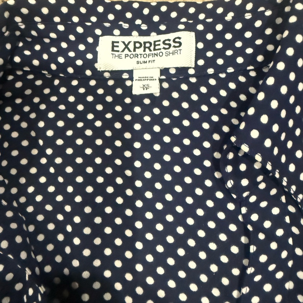 Express Dark Blue Polka Dot Blouse